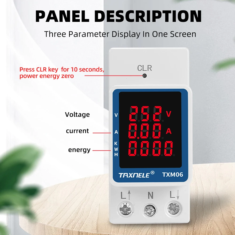 3 in1 AC 110V 220V 100A napięcie prądu miernik zużycia energii elektryczny KWH 99999.9KWH woltomierz amperomierz Din Rail