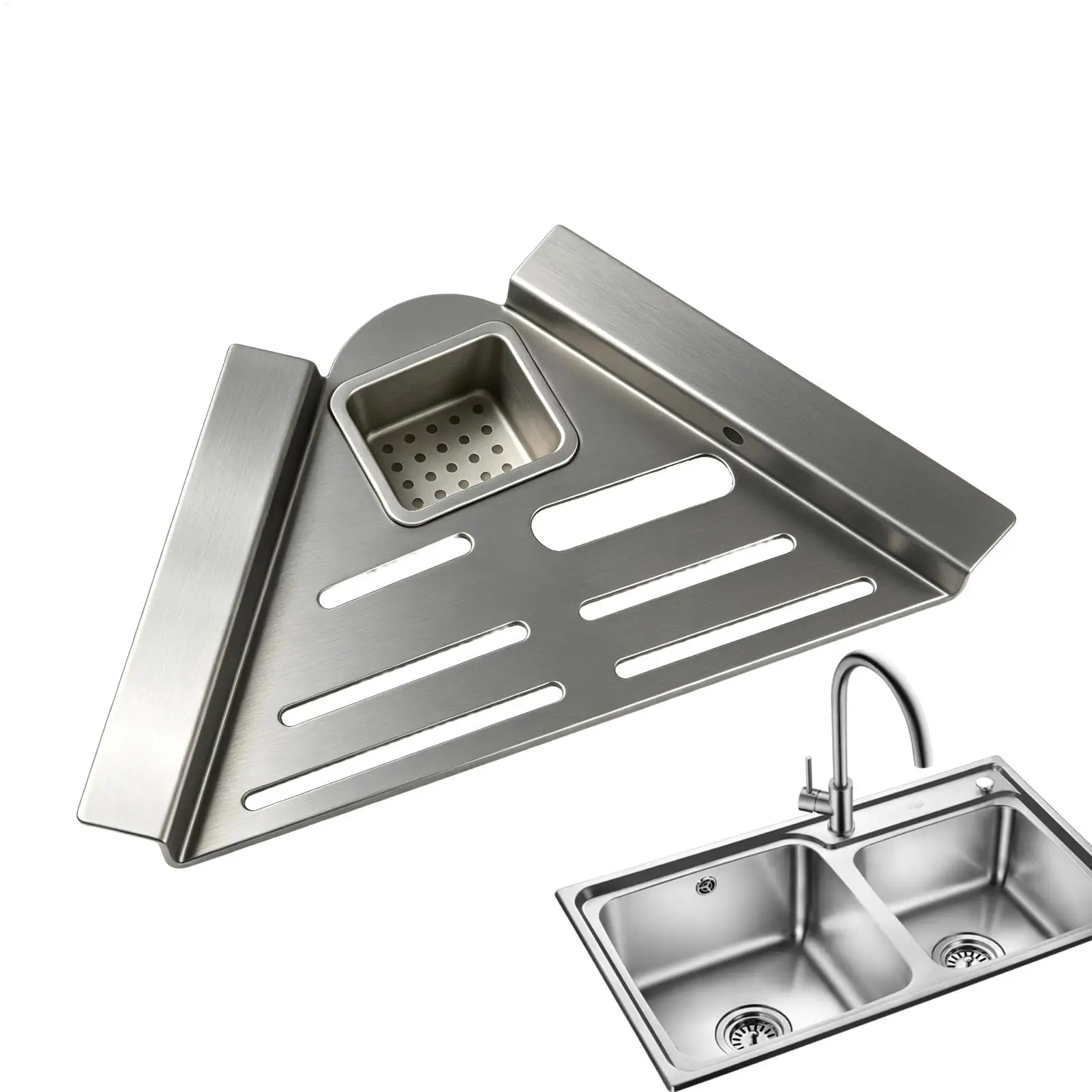 Drain Rack Kitchen Sink Organizer with Towel Bar Adjustable Over Sink Drainer for Dishes Glasses Pots Sink Corner Drying Rack