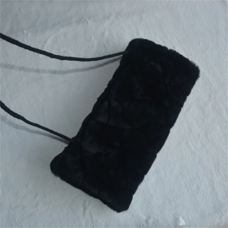 Artificial Furs Hand Muffs for Female Male with Lanyard Pocket Winter Hand Muff Outdoor Activity Coldproof Handwear