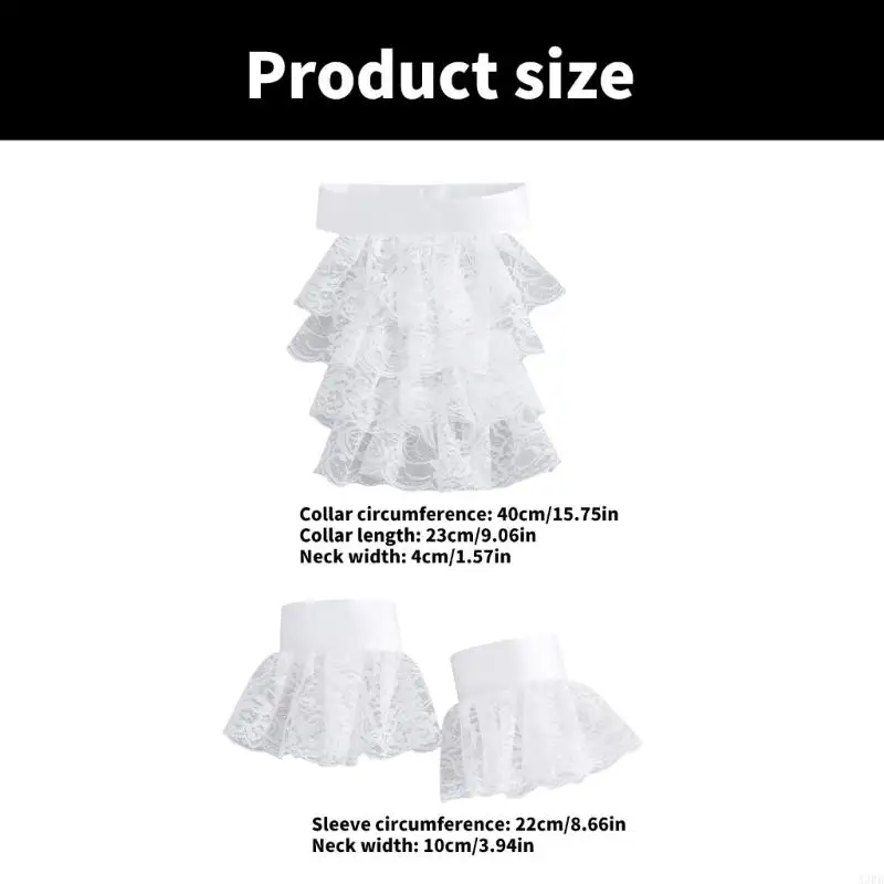 A3PB Victorian Rusfled pulsera elegante Cosplay Elegant Ruff Collar