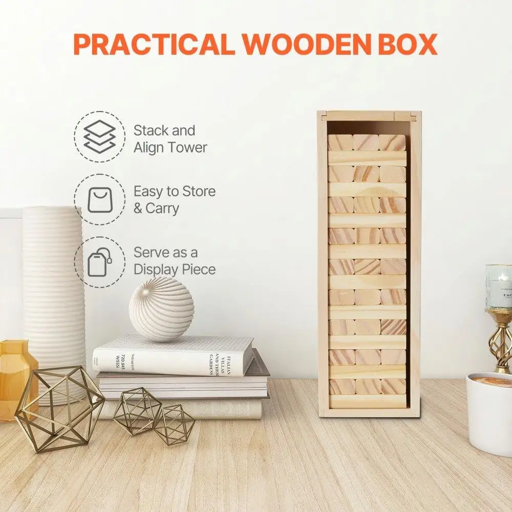 54 ชิ้น Tumbling Blocks เกมไม้สนชุดสําหรับเด็กและผู้ใหญ่ Tumble Tower ของเล่นสร้างสรรค์