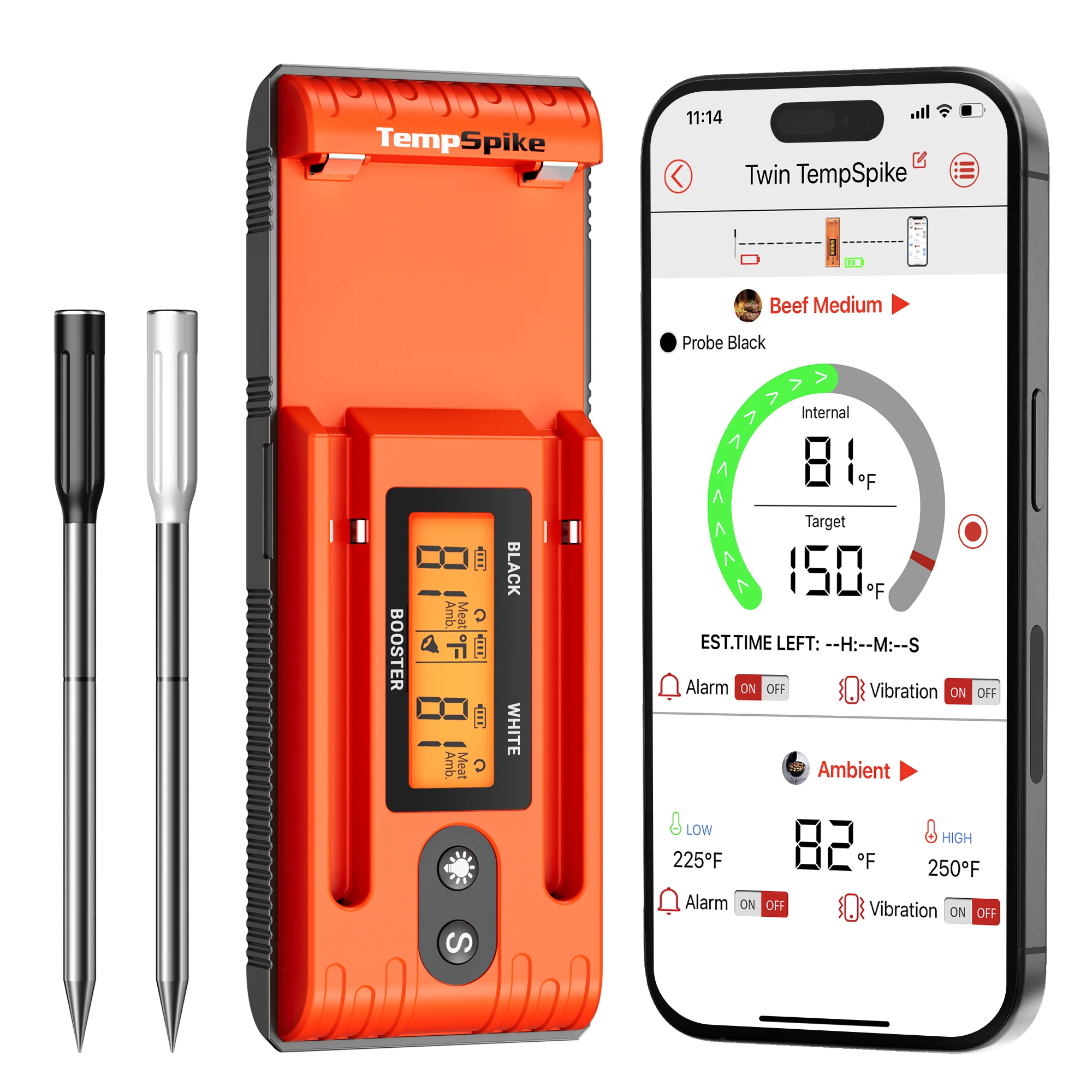 

ThermoPro 500FT Bluetooth Meat Thermometer,Food Thermometer with LCD Signal Booster & Dual Color-Coded Probes for BBQ Oven