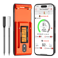 ThermoPro 500FT Bluetooth Meat Thermometer,Food Thermometer with LCD Signal Booster & Dual Color-Coded Probes for BBQ Oven