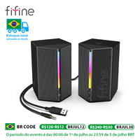 FIFINE Gaming Sound Box with Stereo Surround Sound, USB RGB Speaker with Vol Control for PC,Lattop,PS4/5,TV-Ampligame A20