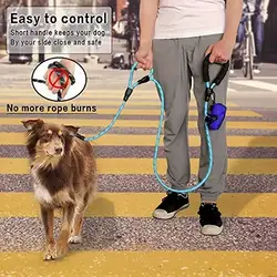 Pet Rope Dog Leash 6ft long,Traffic Padded Two Handle,Heavy Duty,Reflective Double Handles Lead for Control Safety Training,Leas