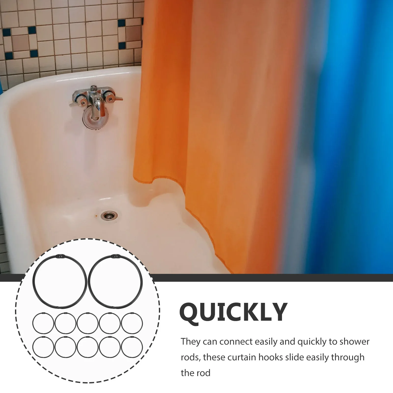 

Curtain Hook Rings for Shower Bath Drapes Windows Metal Clips Holders Fasteners Hangers Decorative Round Style Bathroom