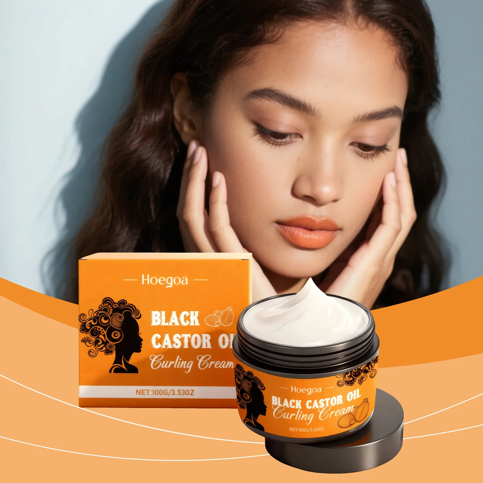 100g Black Castor Oil Curling Cream,Styling Curling Cream,Moisturizing Curl Cream For Natural Hair Definition 4