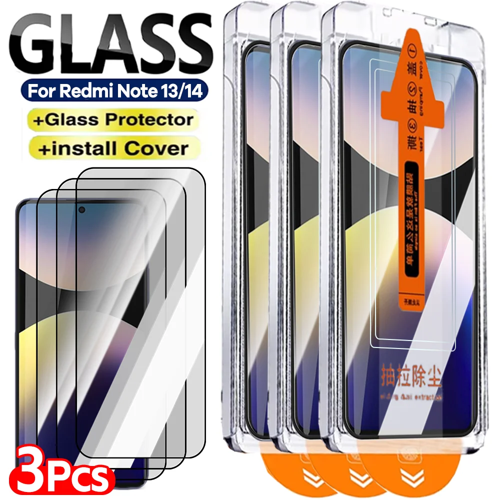 1-3Pcs Tempered Glass for Redmi Note 13 Pro 14 4G 5G Dust Free Easy Installation Screen Protectors Anti-Scratch Protective Film