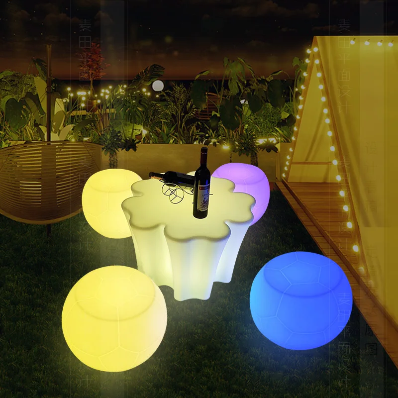 

LED Glowing Stool for KTV Lounge, Waterproof Outdoor Chair, Club Coffee Table Seat, Bar Casual Seating Light-Up Furniture