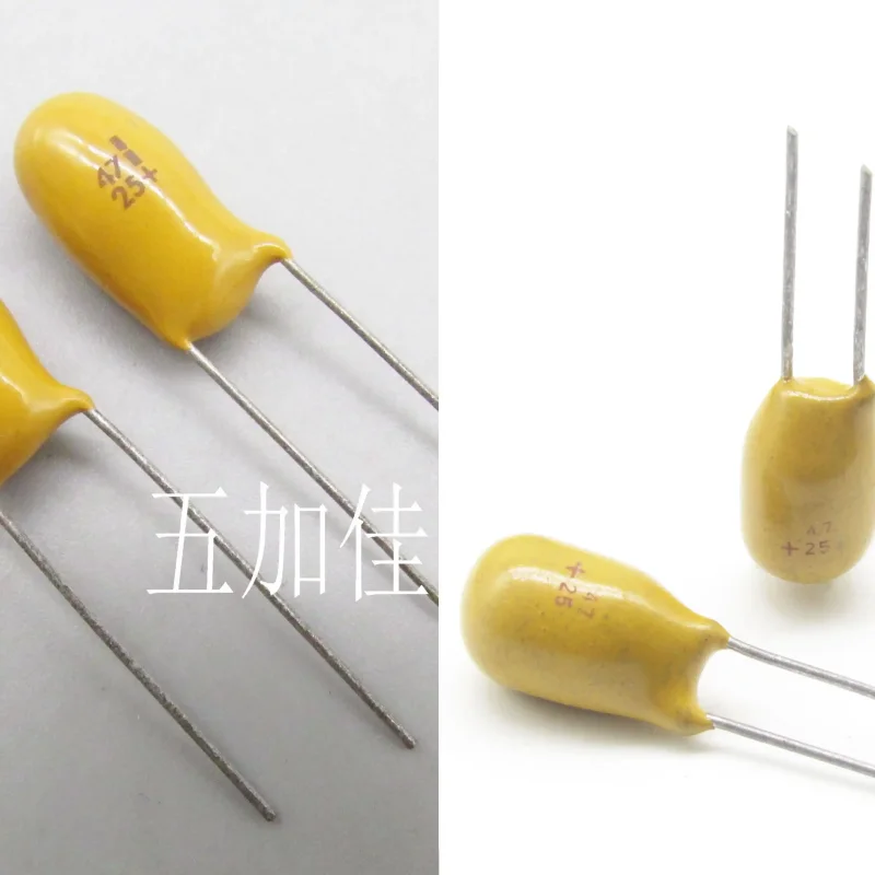 10-100pcs CA42 25V47UF 476 Audio Fever Gallbladder Capacitor Plug in Yellow Seed Tantalum Capacitor