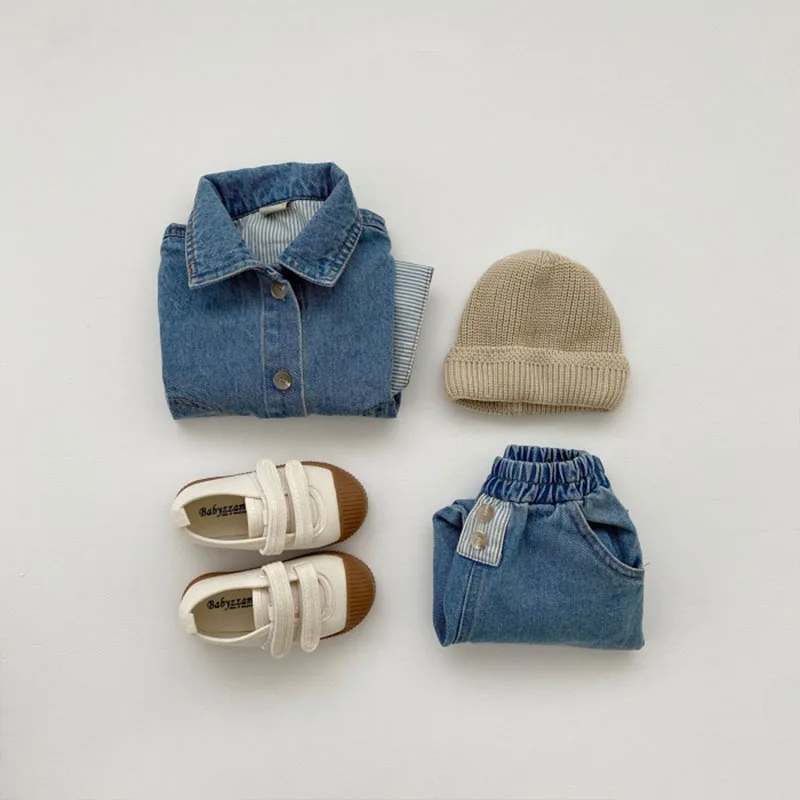 2024 New Baby Casual Denim Trousers Fashion Boys Jean Solid Toddler Loose Pants Baby Girls Harem Pants Infant Denim Clothes