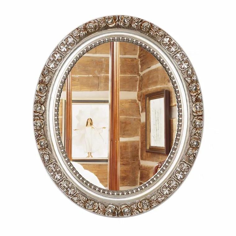 

Rose bathroom mirror, European oval engraving, bathroom antique mirror