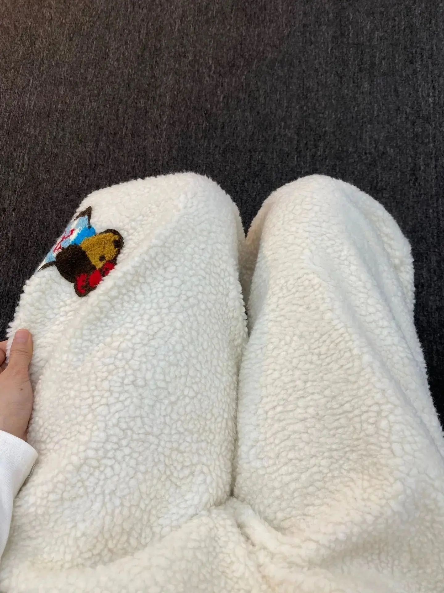 Spodnie z bawełny wełnianej barwione na morelowo, haftowane, dla kobiet i mężczyzn, na zimę, grube i ciepłe, luźne i puszyste, casualowe.