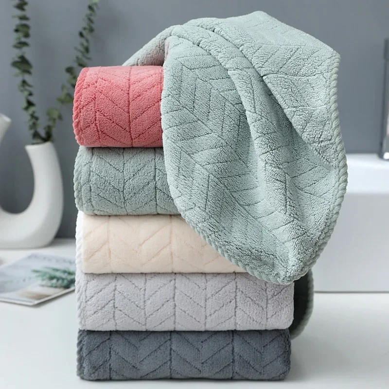 34x74cm Thickened Coral Velvet Cotton Bath Towel Increases Water Absorption Adult Bath Towel Soft Affinity Household Quickdrying