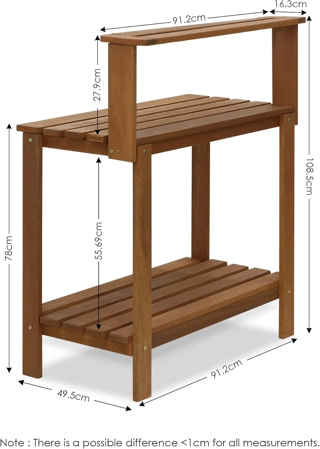 Banco do envasamento da folhosa para o pátio exterior, mobília natural, 21,26 "D x 35,94" W x 42,72 "H