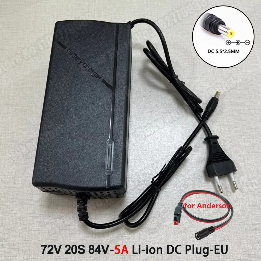 60V 72V 5A Lithium-Batterie-Ladegerät 67,2V 84V 5A Lithium-Akku 16S 20S 5A Intelligente intelligente Schnellladegeräte EU-Stecker