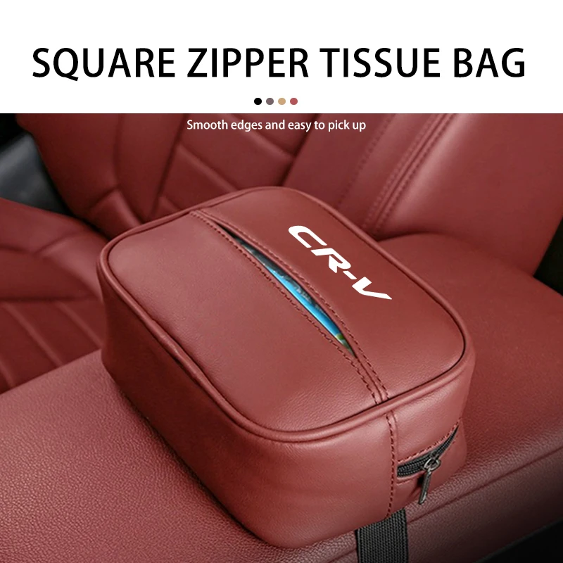 Leather Car Tissue Box Storage Bag Interior Accessories For Honda 10th 2014 2015 2016 2017 2018 2019 2020 2021 Civic view 3