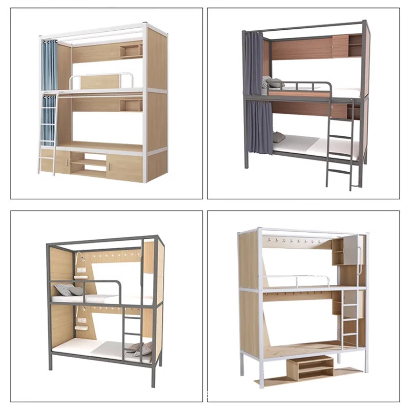 سرير بسيط وحديث بطابقين من أعلى وأسفل بطابقين مرتفع ومنخفض للأطفال والأم بإطار حديدي وسرير بإطار فولاذي نموذج شقة عنبر للموظفين #4