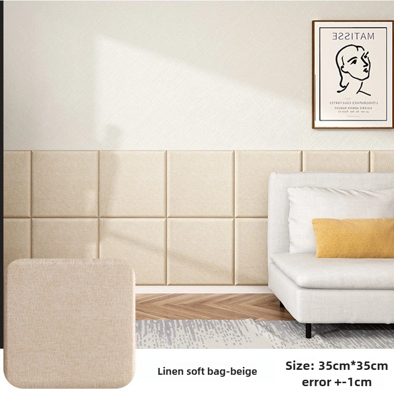 35x35cm Thick Self-Adhesive Wallpaper for Bed Head TV Wall High-contact Areas Peel and Stick Removable DIY Home Decor for Modern