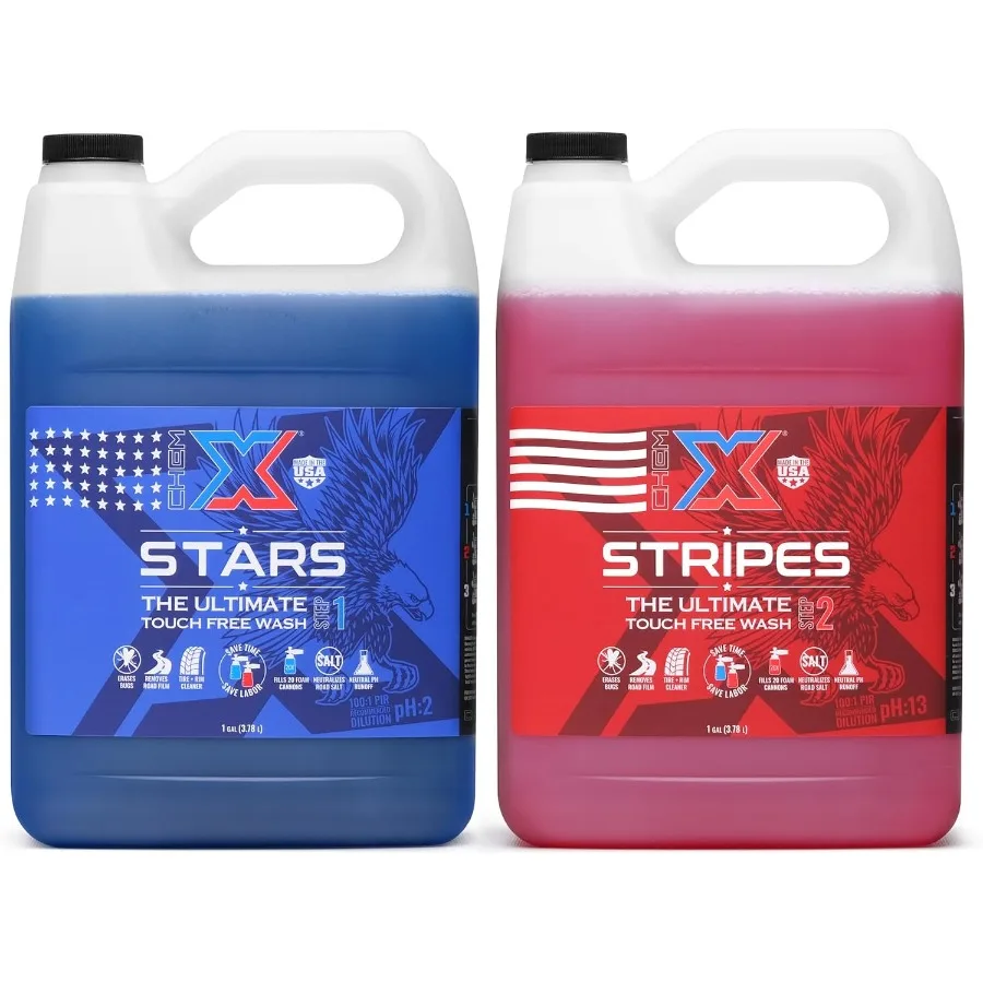 

Stars and Stripes Ultimate Touch Free Foaming Vehicle Wash 1 Gallon of Each Ideal for Automatic Car Wash Systems Gentle on Pain