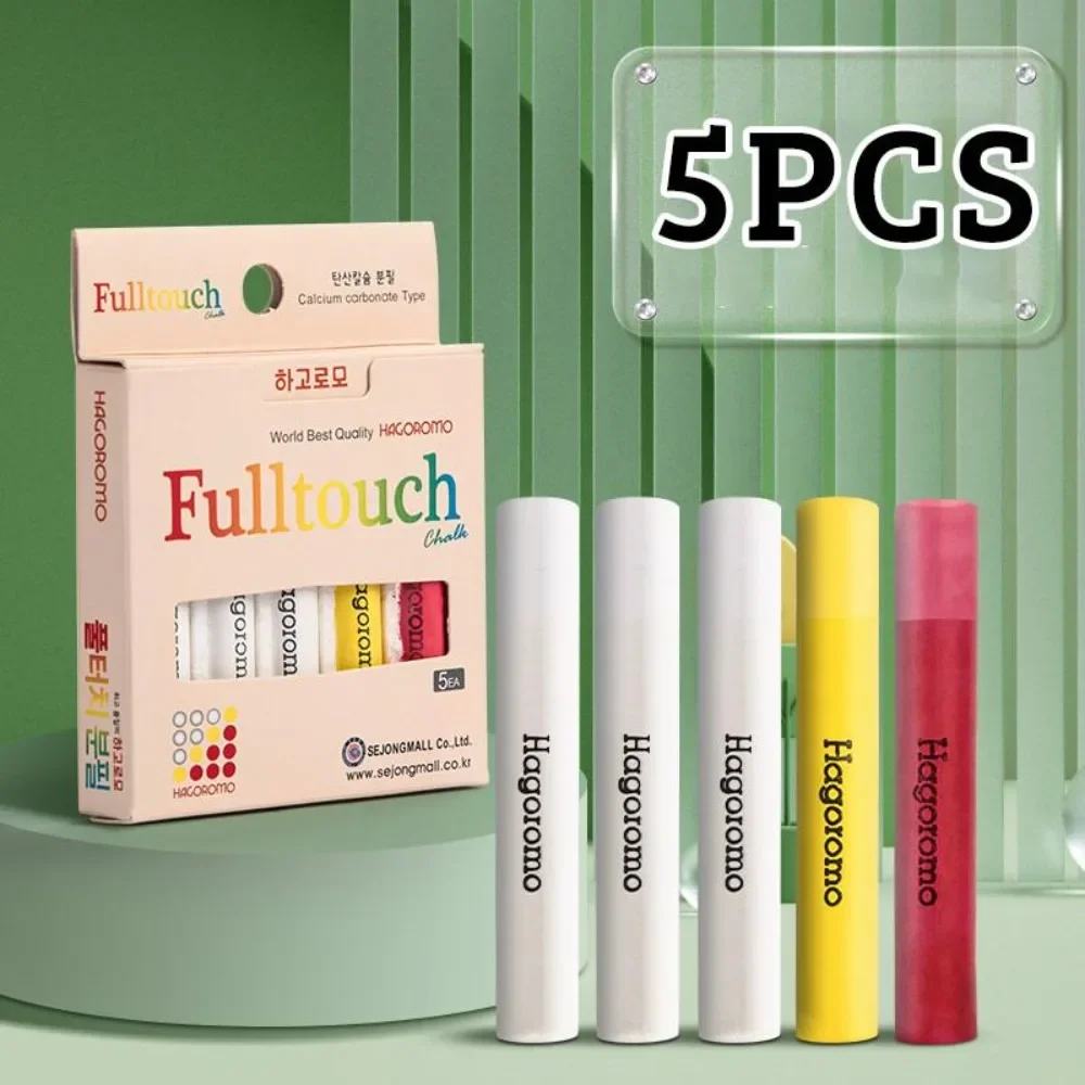 Fulltouch 5Pcs Colored Non-dust Chalk Non Toxic Dustless Fulltouch White Chalk Holder School Stationery Teacher Supplies