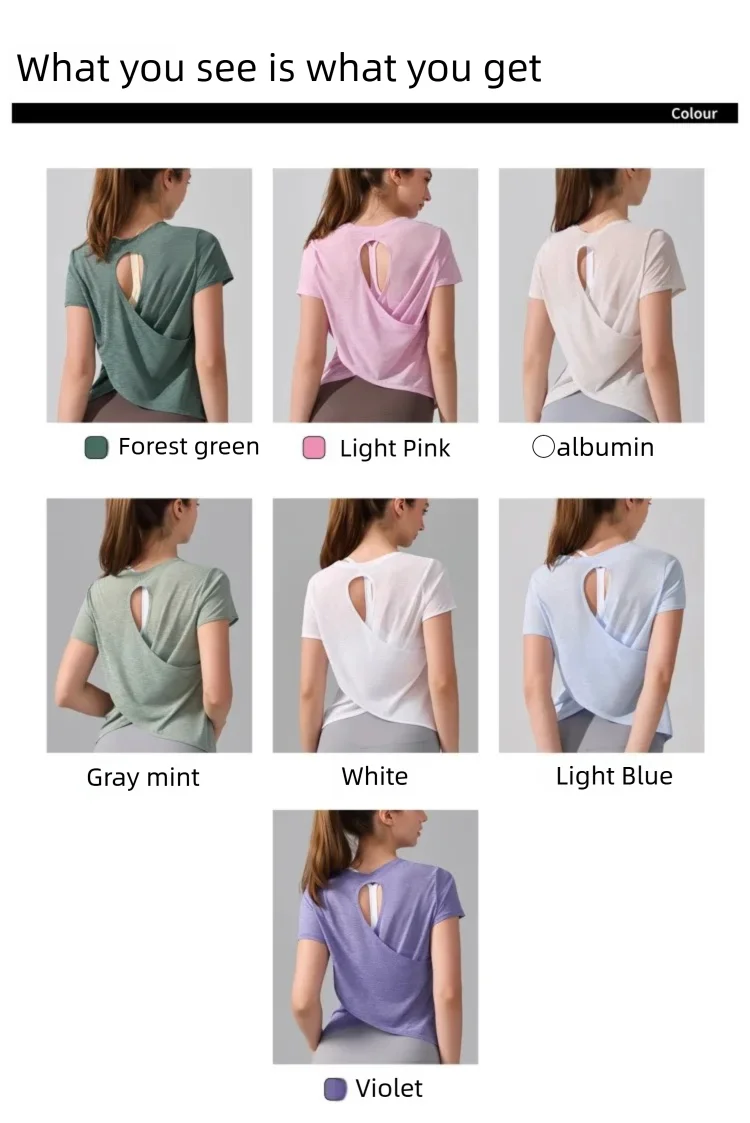 Damen Yoga-Überziehshirt mit strukturierter, kurzer Ärmelform, ausgestelltem Design, atmungsaktiv, schnelltrocknend, ideal für Pilates und Fitnessstudio. – Detail 3