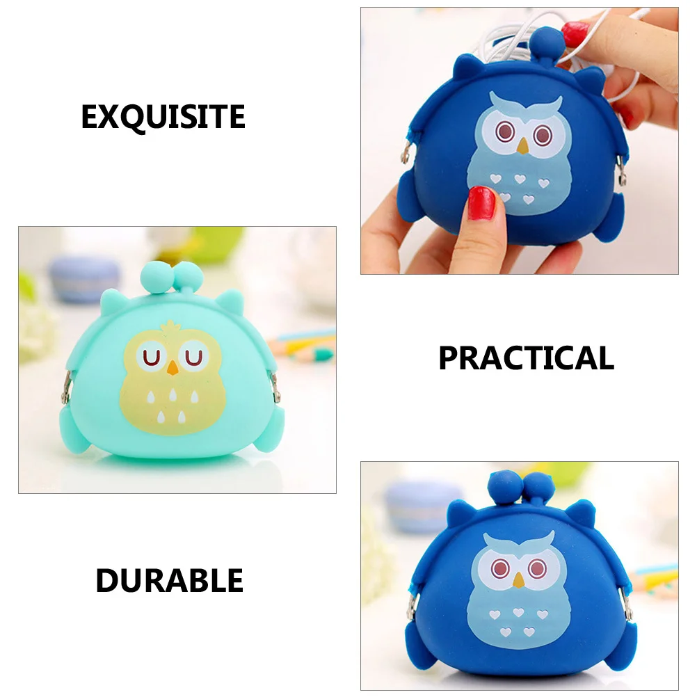 2 pezzi portamonete gufo cartone animato borsa da cambio in silicone per donne bambini ragazze portamonete piccolo portamonete regalo di compleanno per ragazze