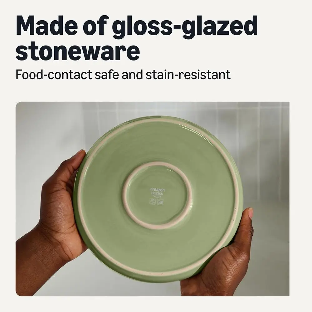 Olive Ceramic Dinnerware Set, 12-Piece, 4-Person Place Settings, Dishwasher Safe