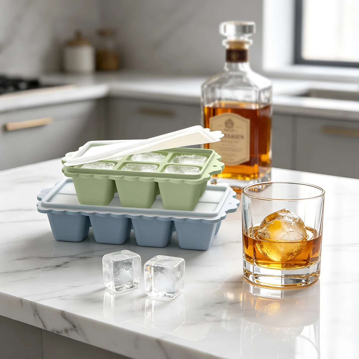 4/6/8-Cavity Silicone Ice Cube Mold, Multi-Color Classic Ice Tray, Suitable For Ice Maker, Cocktails And Drinks