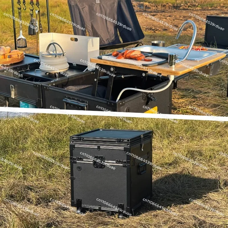 Outdoor mobile kitchen Car multi-functional kitchen box Camping picnic grill BBQ folding table Portable