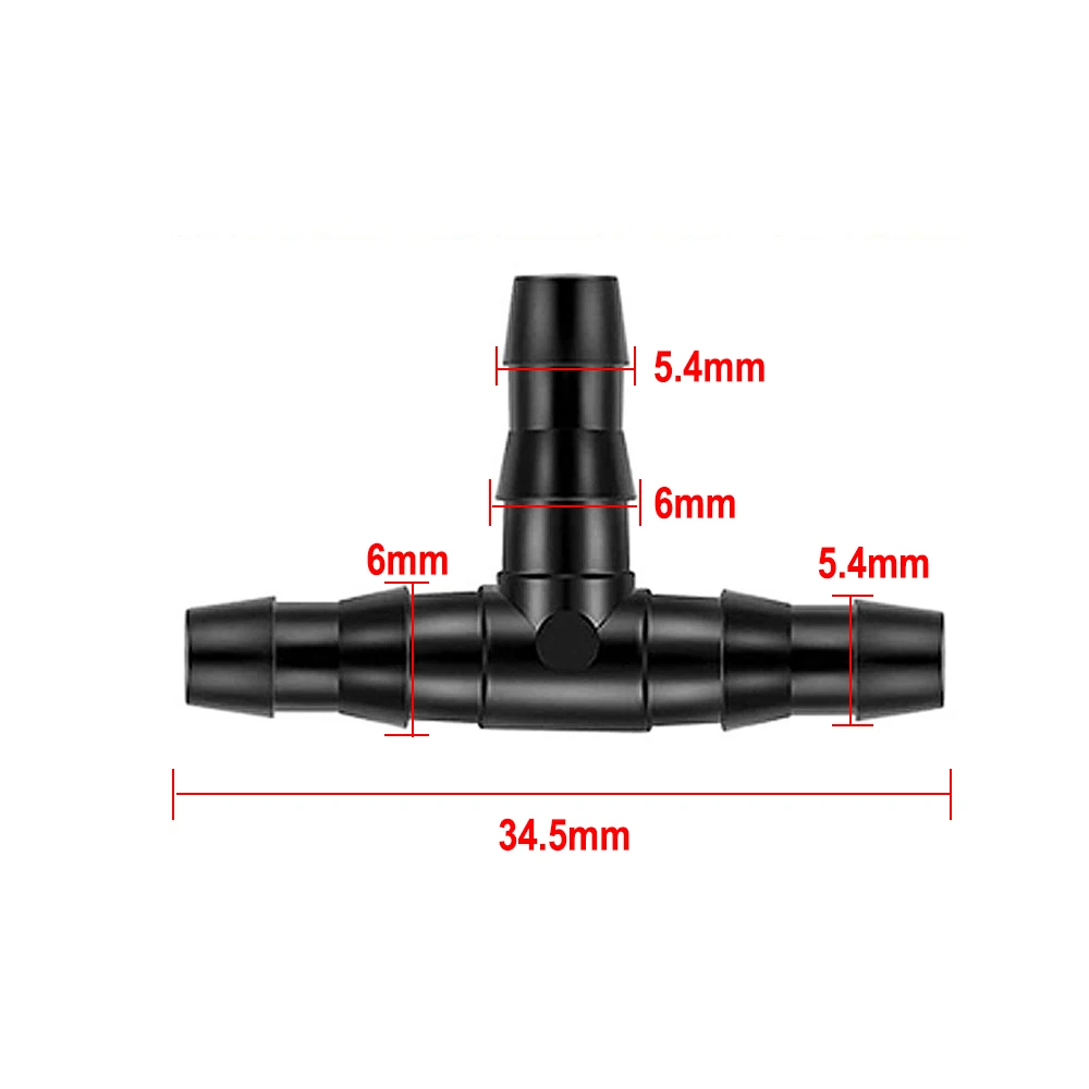 4/7'' Flat Tee Automatic Flower Waterer Micro Spray Drip Irrigation Spray Accessories Garden Irrigation Water Pipe Plastic Joint