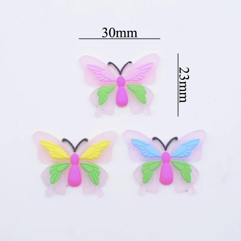 10 sztuk 30*23mm nowy śliczny motyl figurka z żywicy rzemiosło Flatback Cabochon ozdoba tworzenia biżuterii akcesoria do włosów