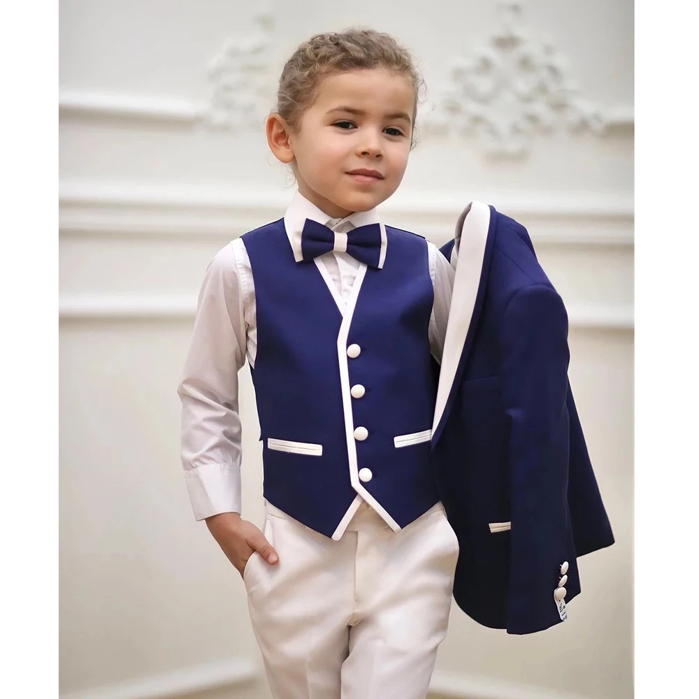 Chic Shawl Lapel Boys Suits 3 Piece Single Button Wedding Banquet Party Tuxedos Fashion Children's Clothing (Jacket+Vest+Pants)