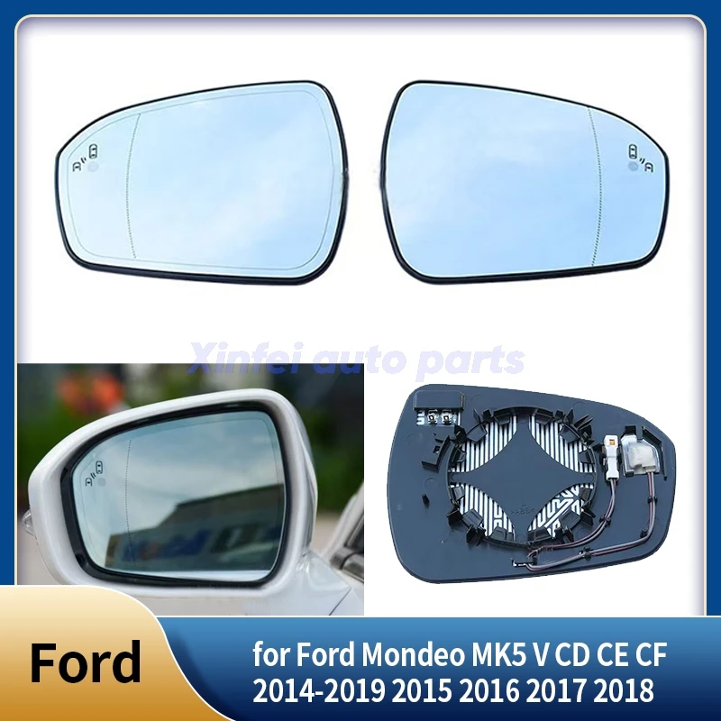 

Ford Mondeo MK5 V CD CE CF 2014-2019 2015 2016 2017 2018, стекло заднего зеркала с автоматическим подогревом для слепых зон, предупреждение о крыле