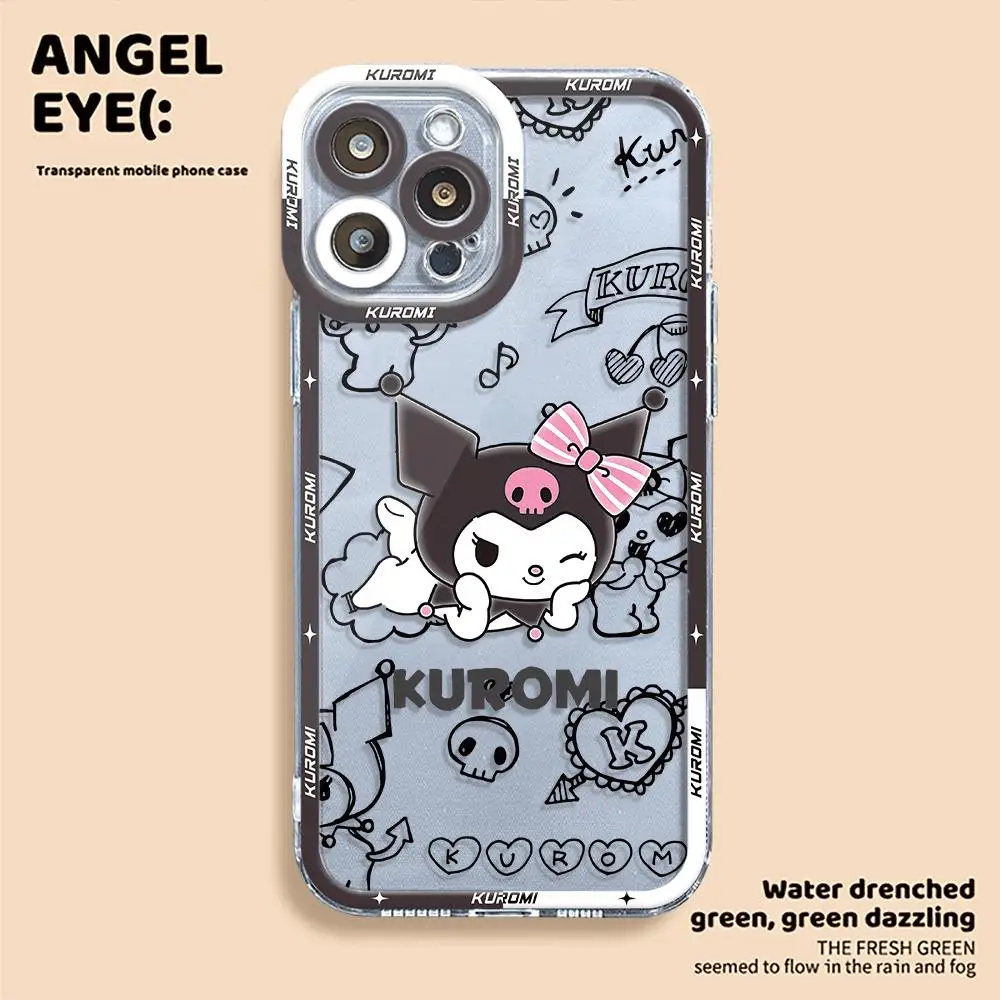 Cute Cartoon Kuromi Melody Phone Case for iPhone 13 Pro Max 15 7 8 Plus 11 Pro XS Max 14 Plus XR X 12 Mini Clear Cover image 3