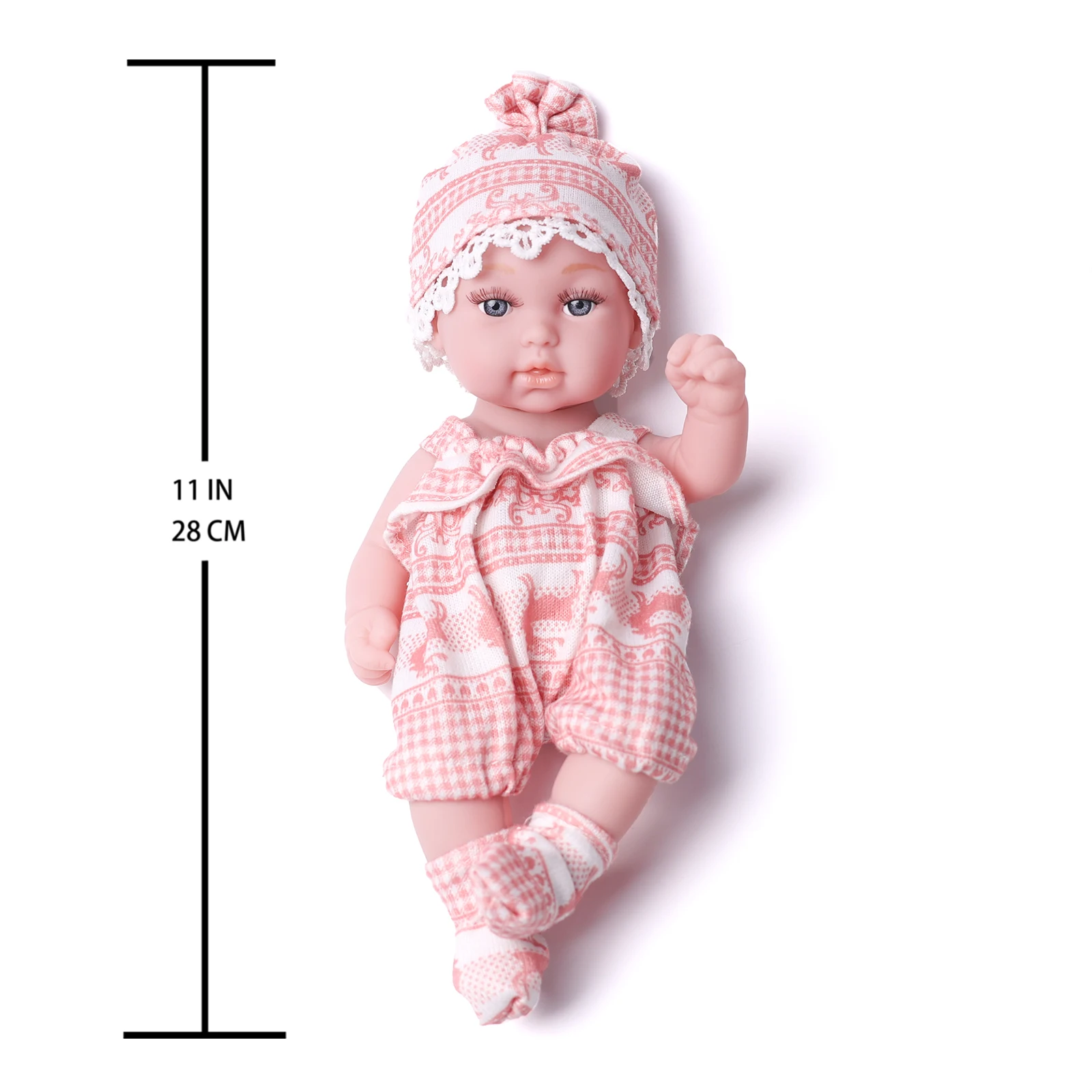 Bambole per bambini rinate simulate da 11 pollici Morbido realistico in vinile realistico Bebe per tutto il corpo Neonato con finta ciuccio Regalo per ragazze per bambini