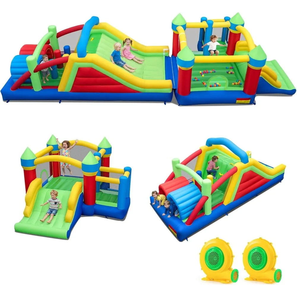 

Inflatable Obstacle Course Bouncy Castle Big Kids 3 12 with Slides Playhouse Indoor Outdoor Party