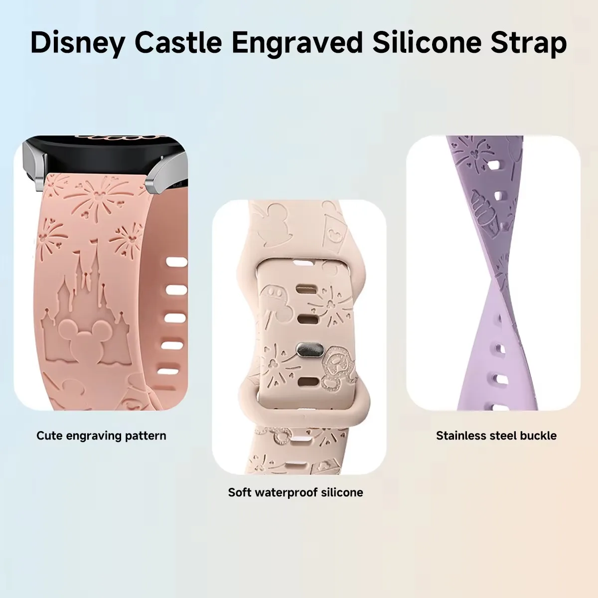 20mm Castle Floral Engraved Band for Samsung Galaxy Watch 7 6 5 4 Silicone Cute Fancy Sport Strap for Watch 5 Pro/Active 2 image 4