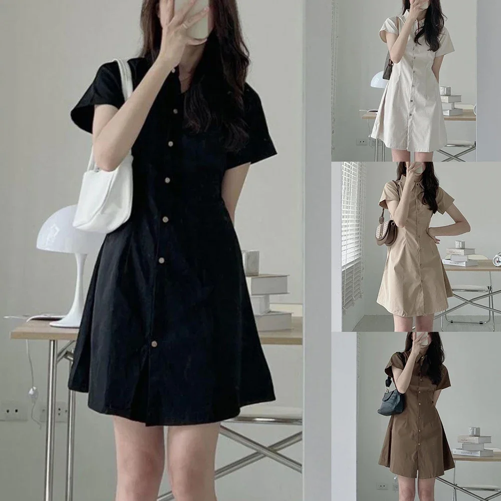 All Seasons Womens Shirt Dress Casual Daily Female Microelasticity Regular Length Solid Color New Stylish Fashion