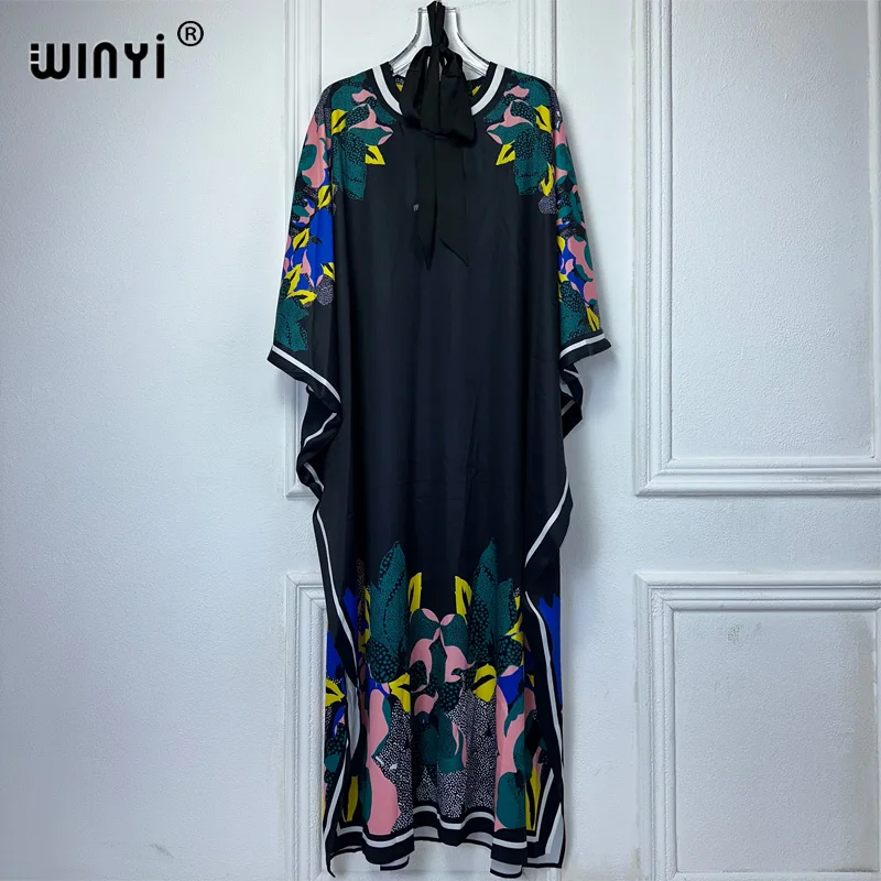 WINYI high quality muslim's dresses for woman maxi dress Floral Print Kaftan abaya dubai luxury summer Bohemian party dress