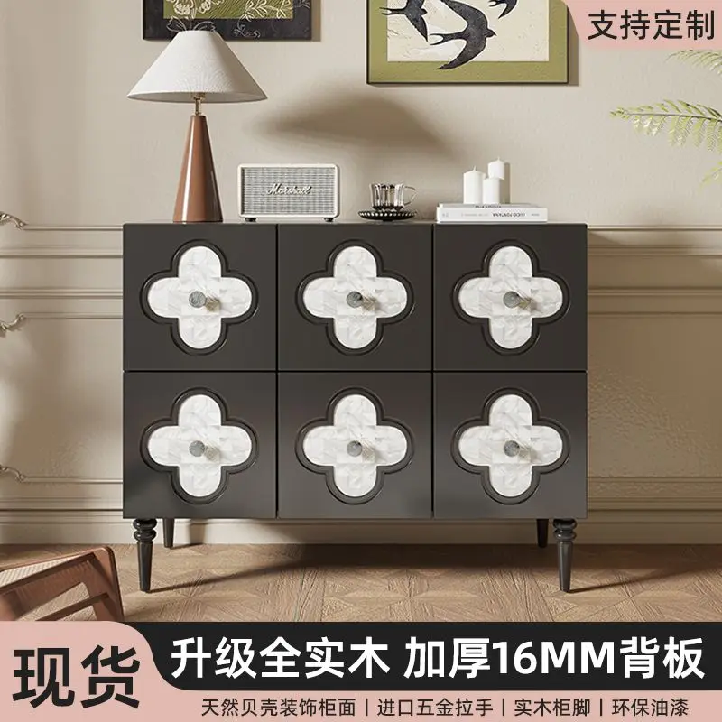 Clover Shell Four Palace Cabinet French Retro Solid Wood Locker Restaurant Aisle Multifunctional Storage Cabinet Entrance Cabine