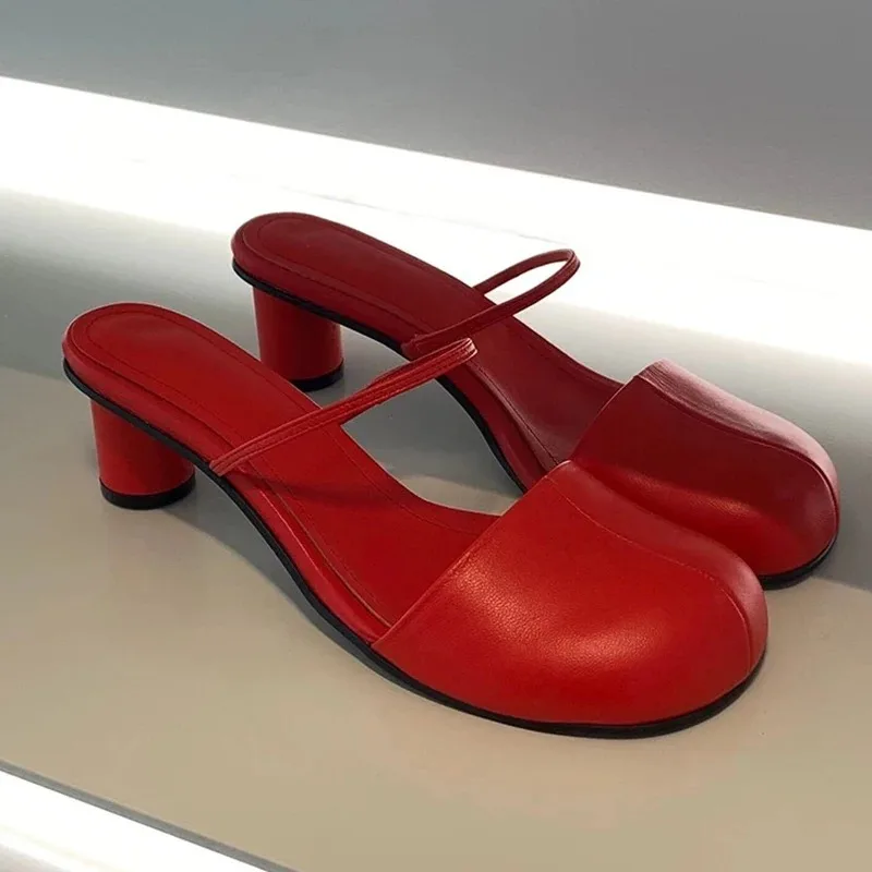 

Summer Cover Toe Women Mules Slippers Elegant Slip on Singbacks Slides Ladies Outdoor Street Style Sandalias 35-42