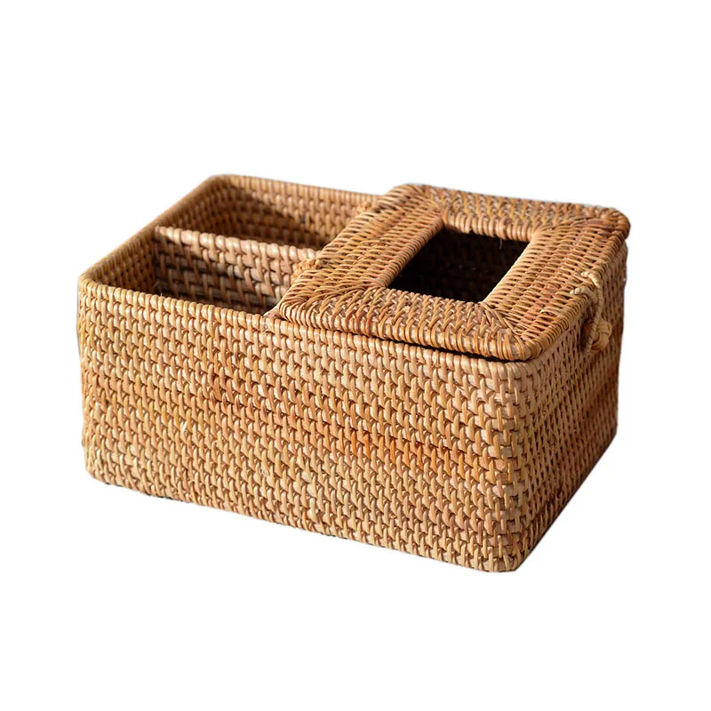 

Living Room Rattan Tissue Box Basket Hotel Tissue Storage Holder Household Modern Paper Towel Dispenser Tube Organization Tools