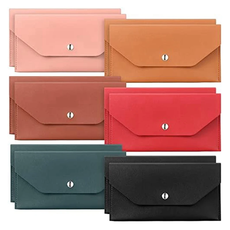 12Pcs Money Envelopes Wallets PU Leather Reusable For Cash Budgeting For Cash Gifts Women Girls Graduation Wedding Birthday