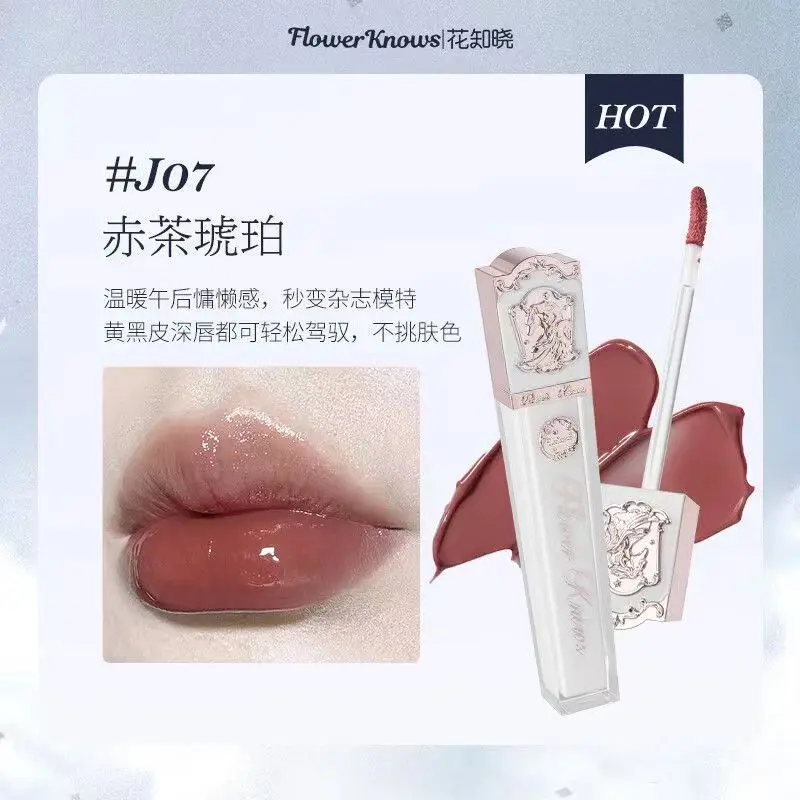 Flower Knows Unicorn Series Crystal Lip Glaze Long Lasting Moisturizing Liquid ลิปสติก Mirror Jelly Gloss Lip Balm Lip Makeup