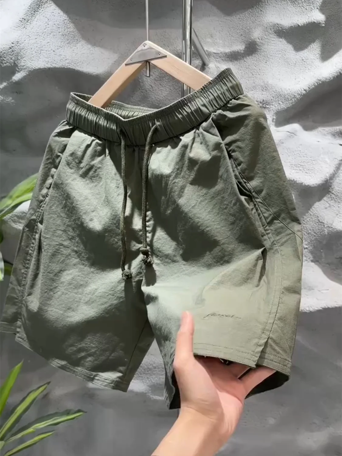 Men's Summer Fashion Brand Embroidered Loose Fit Sports Casual Shorts Structural Sensation Workwear Straight Leg Pants