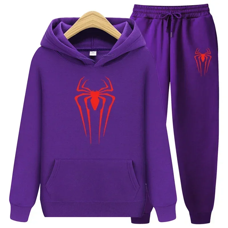 Primavera y otoño nueva ropa deportiva extraordinario de araña para hombres sudadera de 2 piezas + pantalones de chándal ropa deportiva con capucha conjuntos de jerseys casuales