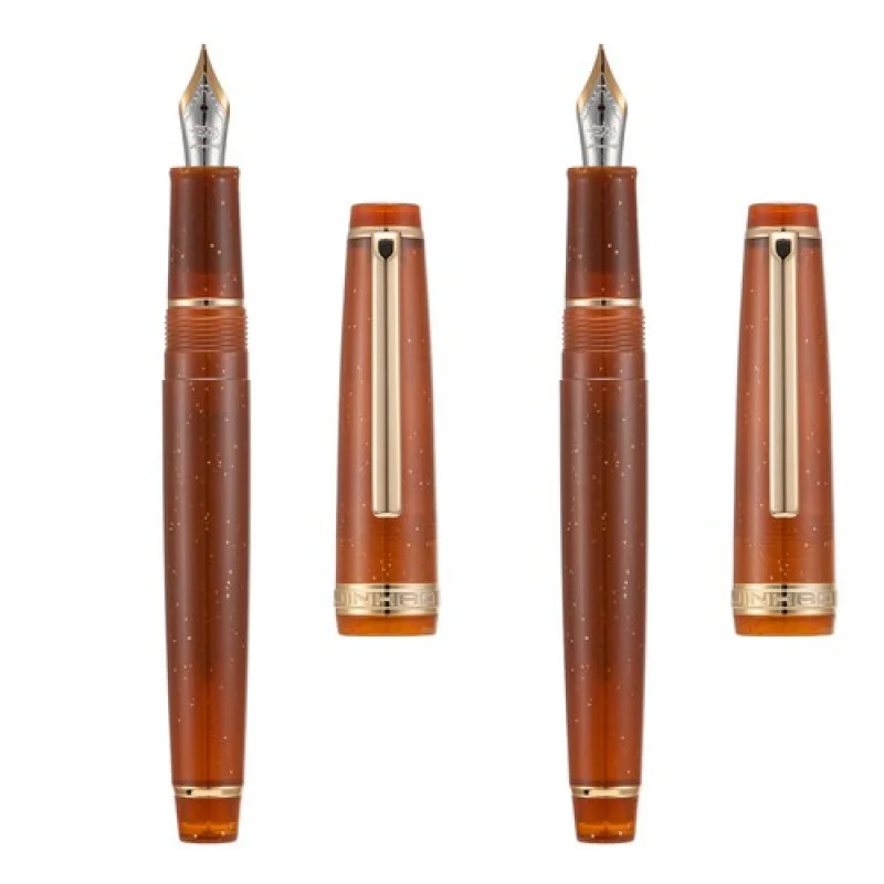 

A+ 2PCS Jinhao 82 Resin Fountain Pen EFF Nib , Transparent Brown Pot Golden Clip
