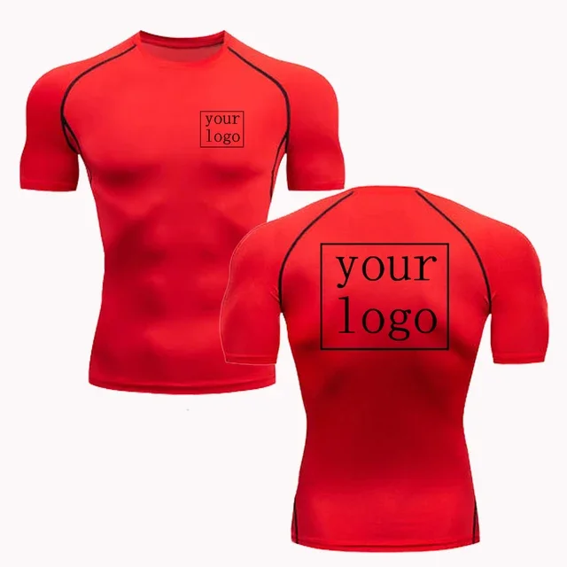 Neues individuelles Kompressions-T-Shirt mit Ihrem Design-Logo, Top für Männer und Frauen, bedruckt, originelles Design, T-Shirts, Jogging, Workout, Fitnessstudio, schnell trocknendes T-Shirt