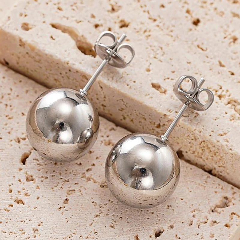 Huitan Modische Perlenförmige Damen-Ohrstecker aus Edelstahl, schlicht, vielseitig, für Partys, Alltag, Accessoires, Hochzeit, Damenschmuck
